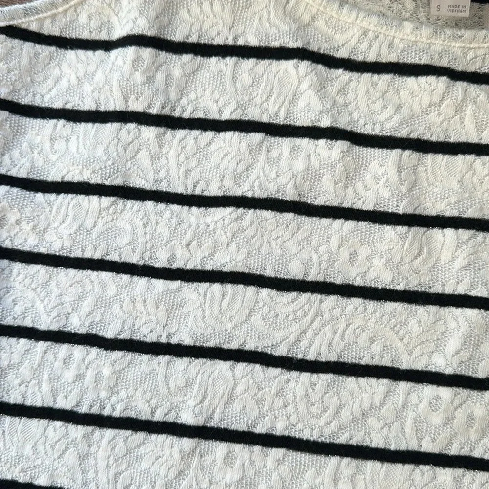 LOFT Striped Lace Tank Top Womens Size S White‎ Black Spaghetti Strap Casual - Picture 3 of 5